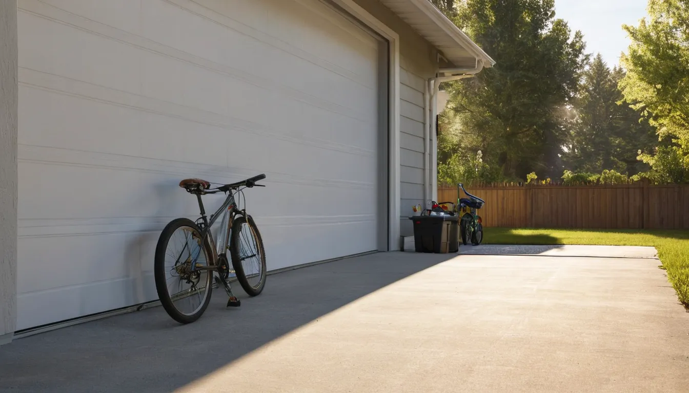 A homeowner checking a garage wall with a flashlight for signs of pests